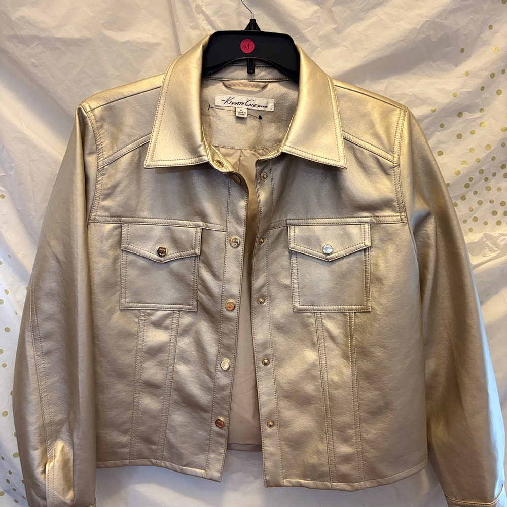 Kenneth Cole New York Gold Leather Jacket